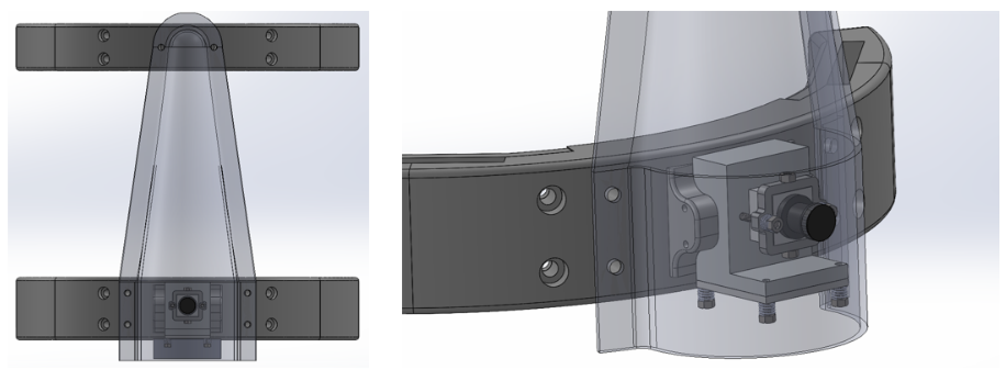 Camera mount CAD models for bottom and radial positions